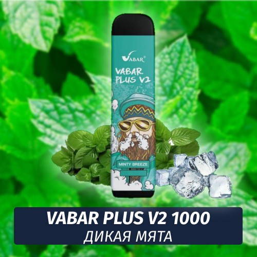 VABAR Plus V2 - ДИКАЯ МЯТА (Minty Breeze) 1000 (Одноразовая электронная сигарета)